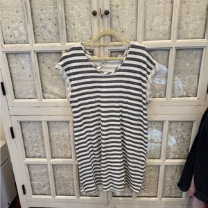 Free People Blue and White Raglan Sleeve Midi Dress